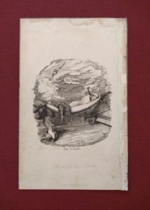 A single sheet from a book, with an illustration of a ghost appearing to a sailor