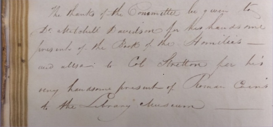 Handwritten note from a minute book