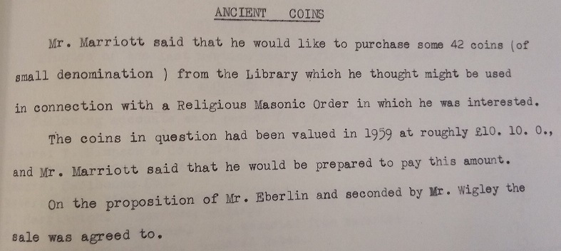 Typed note from a minute book