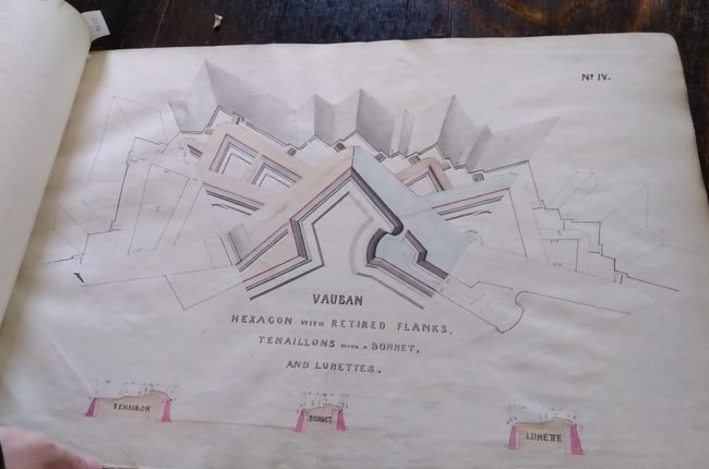 Hand-drawn diagram of a military fortification