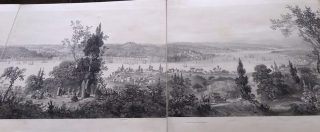 Part of a lithograph of the European coast of the Bosphorus