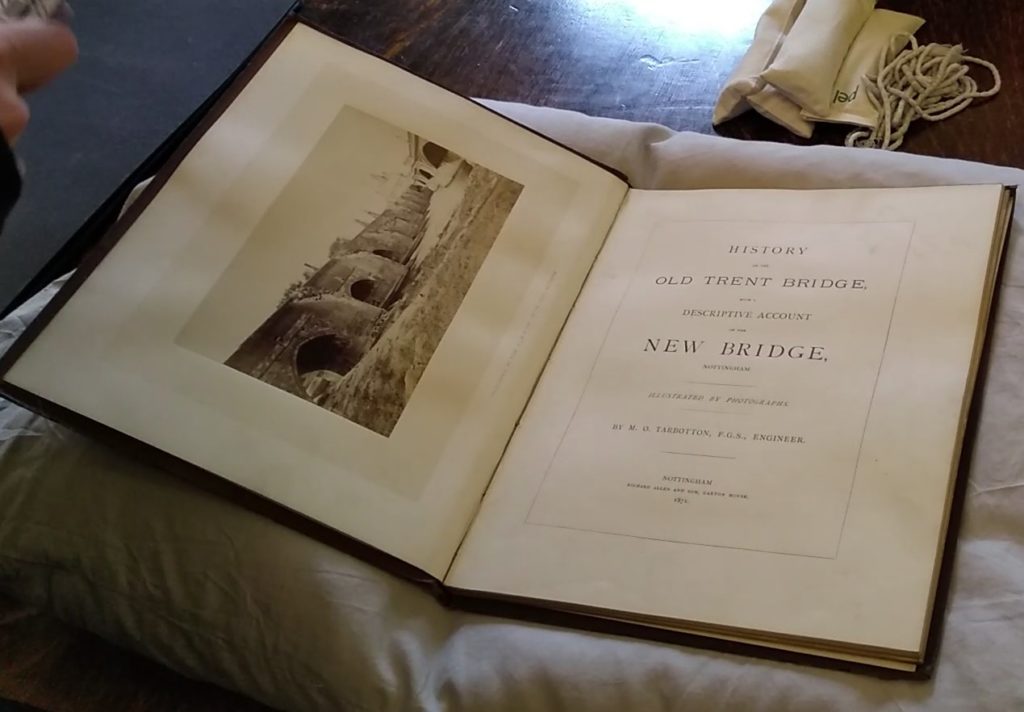 Title page and frontispiece of book on Trent Bridge